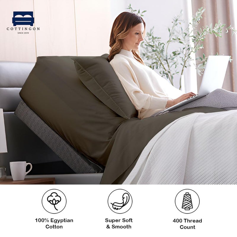 Cottingon Top Split King Sheets Set for Adjustable Bed - 4 Piece Sleep Number Bed Sheets - 100% Egyptian Cotton - 16 Inch Deep - 39 Split King - Dark Grey Solid - Image 3
